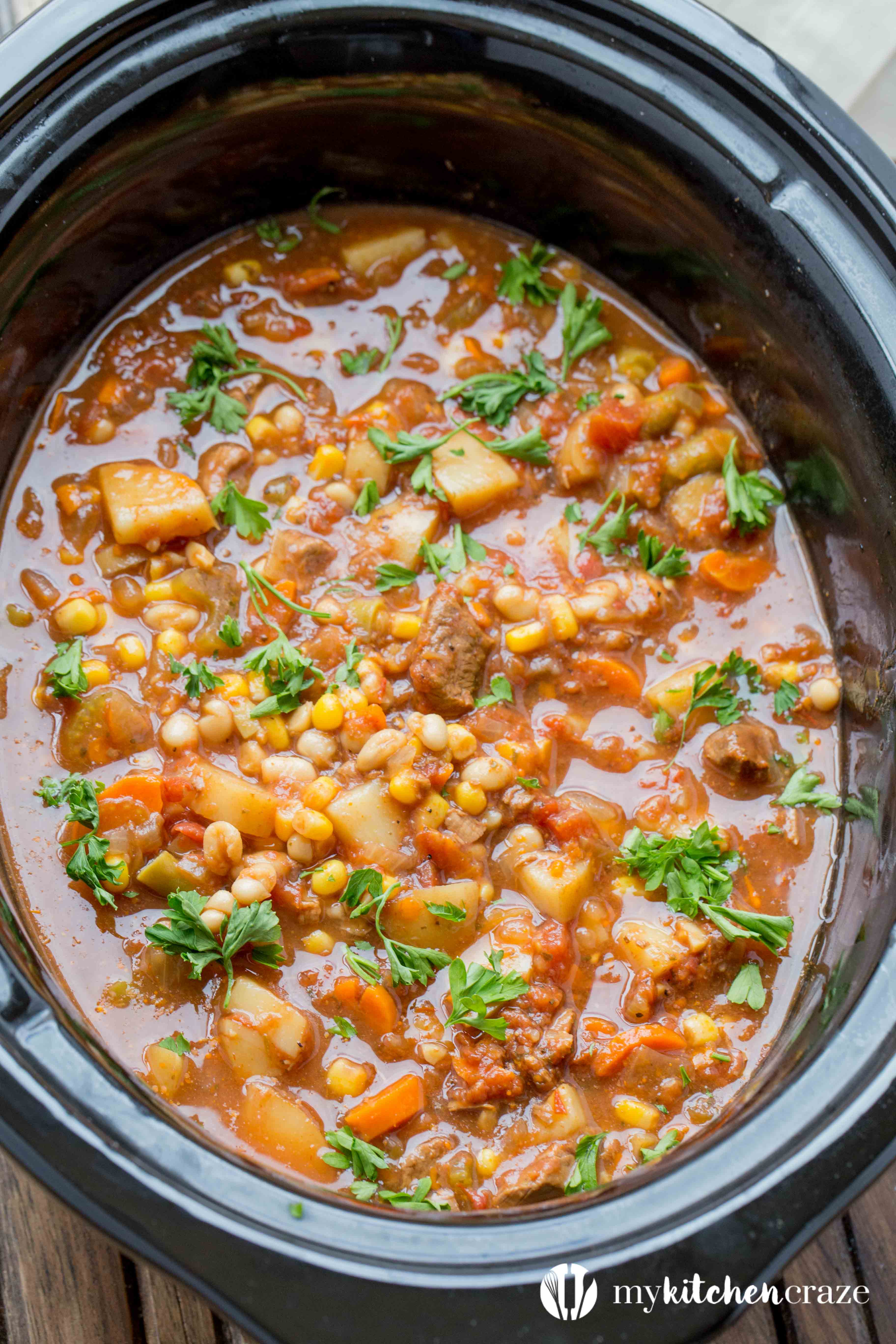 Slow Cooker Beef and Vegetable Soup - My Kitchen Craze