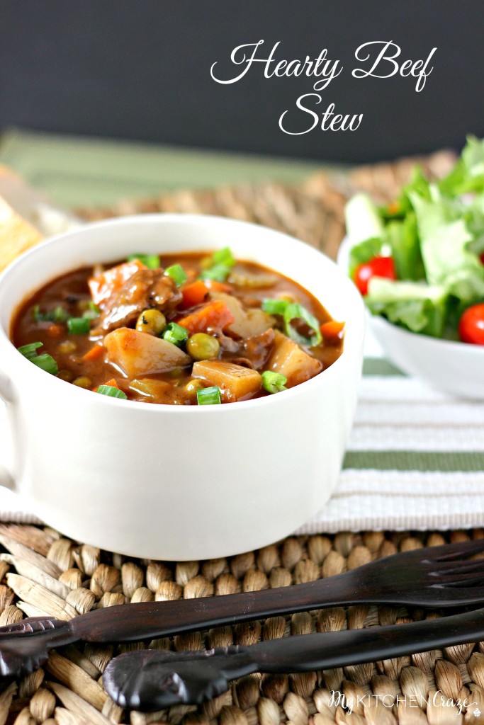 Hearty Beef Stew is a delicious and tasty stew. Perfect for those cold chilly nights. ~ www.mykitchencraze.com 
