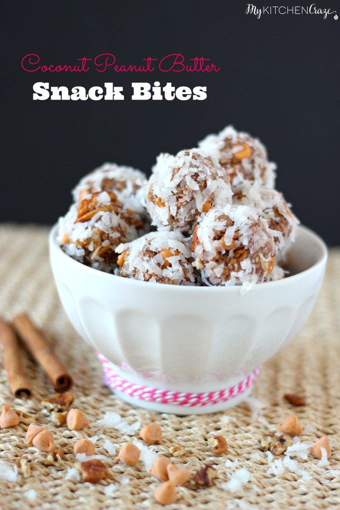 Coconut Peanut Butter Snack Bites ~ Need to grab and go? These snack bites are perfect for you. ~ www.mykitchencraze.com
