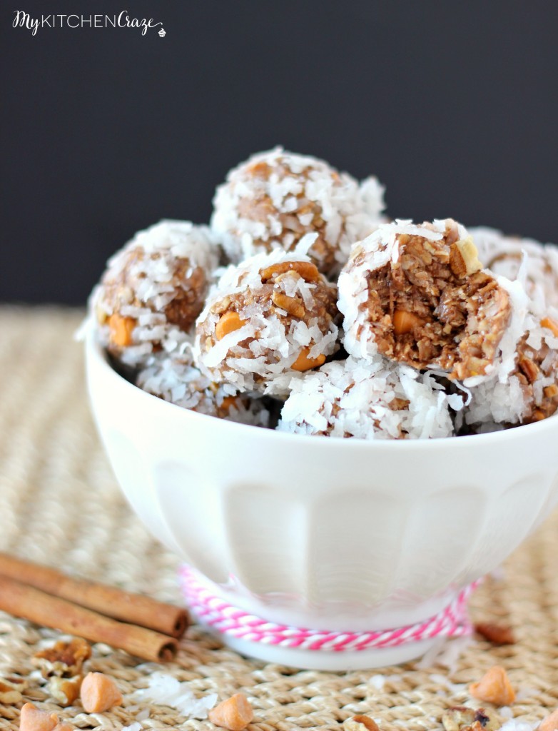 Coconut Peanut Butter Snack Bites ~ Need to grab and go? These snack bites are perfect for you. ~ www.mykitchencraze.com