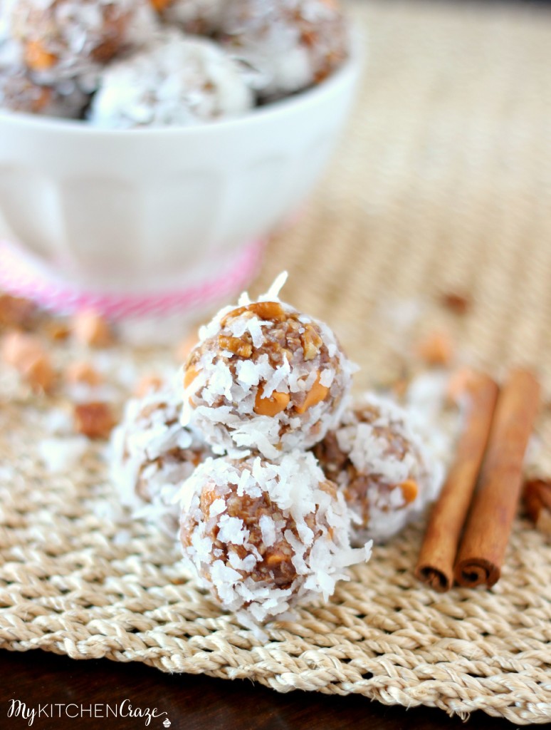 Coconut Peanut Butter Snack Bites ~ Need to grab and go? These snack bites are perfect for you. ~ www.mykitchencraze.com