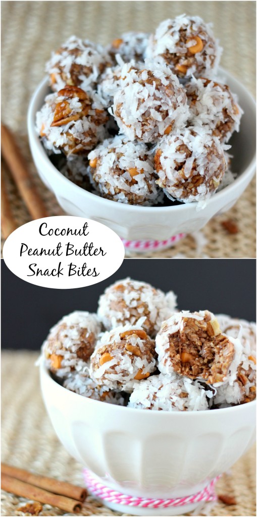Coconut Peanut Butter Snack Bites ~ Need to grab and go? These snack bites are perfect for you. ~ www.mykitchencraze.com