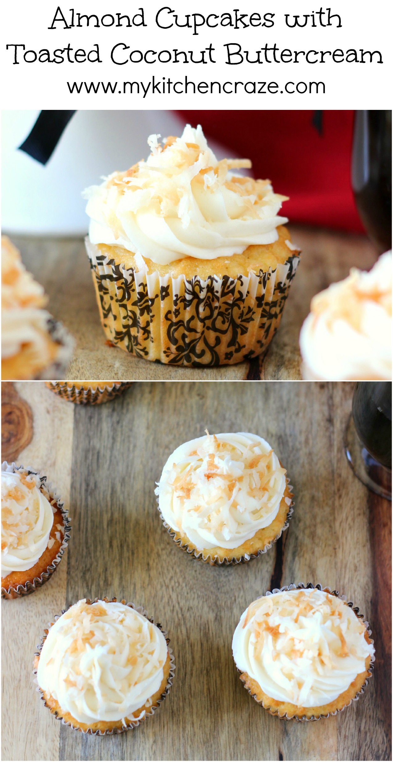 Almond Cupcakes with Toasted Coconut Buttercream ~ A delicious and ...
