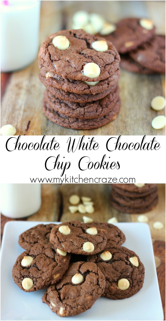 Chocolate White Chocolate Chip Cookies ~ A delicious, chewy and soft center Chocolate White Chocolate Chip Cookie. No need to buy them anywhere else. Make them yourself! ~ www.mykitchencraze.com