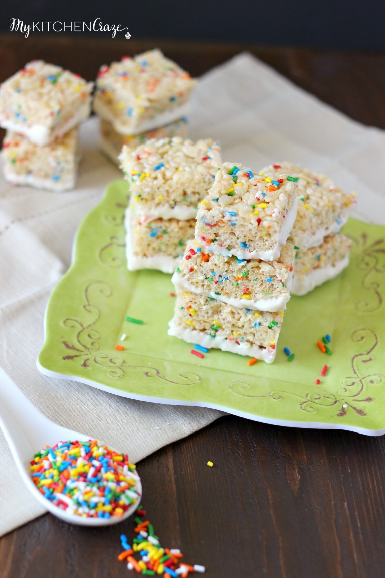 Funfetti Rice Krispie Treats - My Kitchen Craze