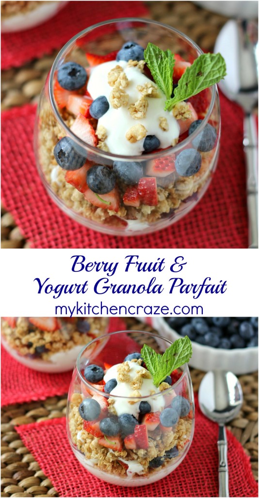 Berry Fruit & Yogurt Granola Parfait ~ www.mykitchencraze.com ~ A healthy, quick and nutritious parfait.