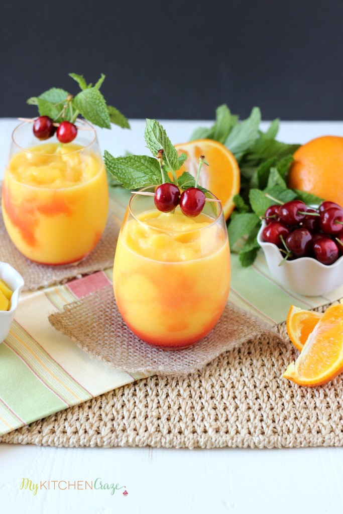 Tropical Slushie ~ mykitchencraze.com ~ A cool and refreshing drink filled with fruits and SunnyD! Yum!!