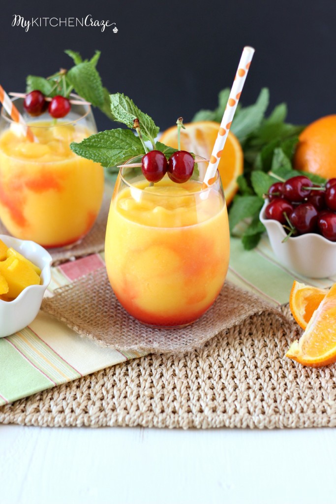 Tropical Slushie ~ mykitchencraze.com ~ A cool and refreshing drink filled with fruits and SunnyD! Yum!!