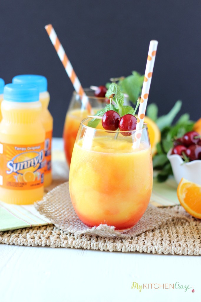 Tropical Slushie ~ mykitchencraze.com ~ A cool and refreshing drink filled with fruits and SunnyD! Yum!!