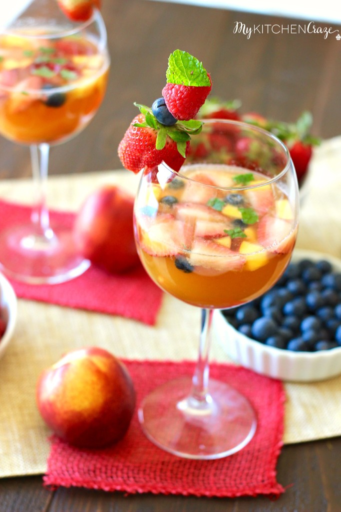 Sparkling Fruity Sangria ~ mykitchencraze.com ~ A fruity and bubbly Sangria thats perfect for any celebration!