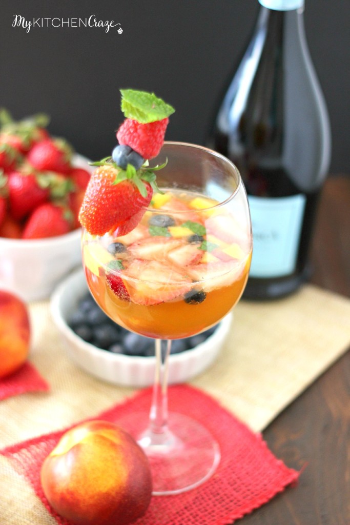 Sparkling Fruity Sangria ~ mykitchencraze.com ~ A fruity and bubbly Sangria thats perfect for any celebration!