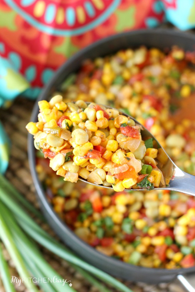 Succotash Ragout ~ mykitchencraze.com ~ A quick and easy side dish, that tastes delicious!