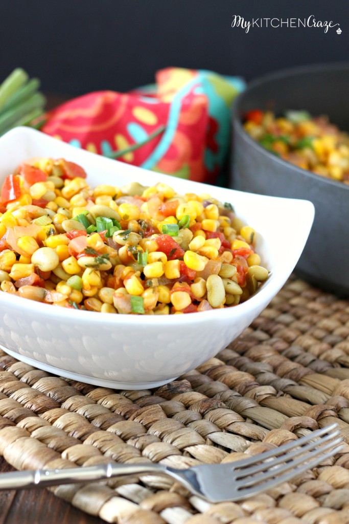 Succotash Ragout ~ mykitchencraze.com ~ A quick and easy side dish, that tastes delicious!