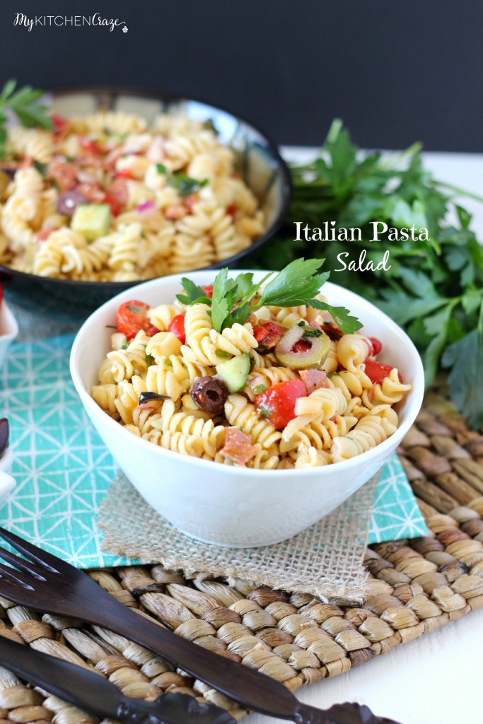 Italian Pasta Salad ~ www.mykitchencraze.com ~ This pasta salad can be served as a side dish or add some chicken and you have a meal!