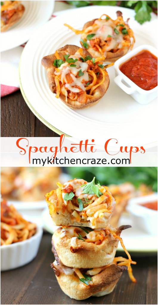 Spaghetti Cups ~ mykitchencraze.com ~ A great way to use up that leftover spaghetti!