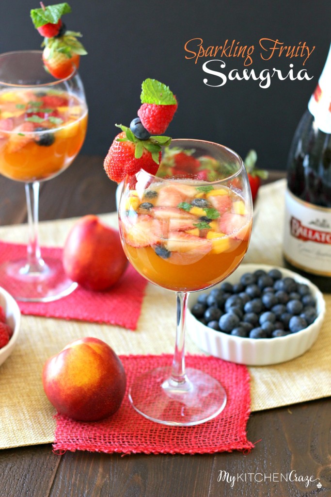 Sparkling Fruity Sangria ~ mykitchencraze.com ~ A fruity and bubbly Sangria thats perfect for any celebration!