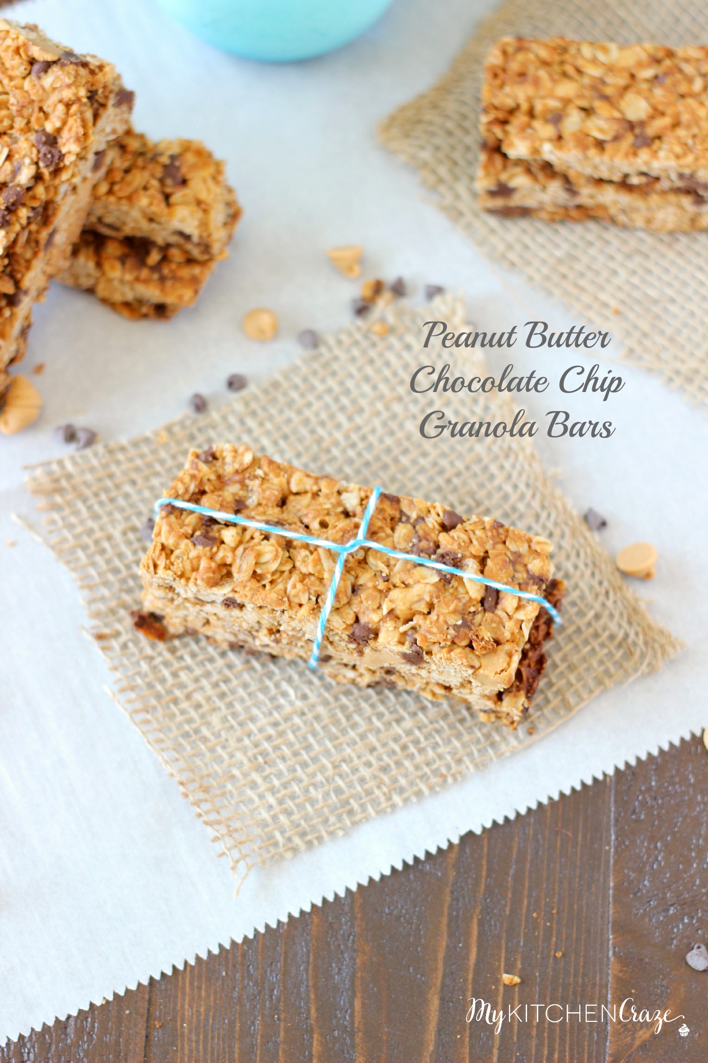 Peanut Butter Chocolate Chip Granola Bars ~ www.mykitchencraze.com