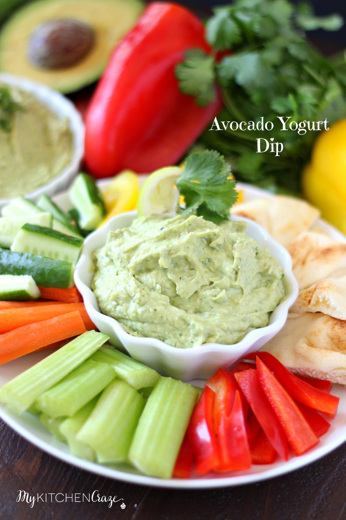 Avocado Yogurt Dip ~ mykitchencraze.com ~ Perfect for all sorts of vegetables and crackers. This dip needs to be at your next party!