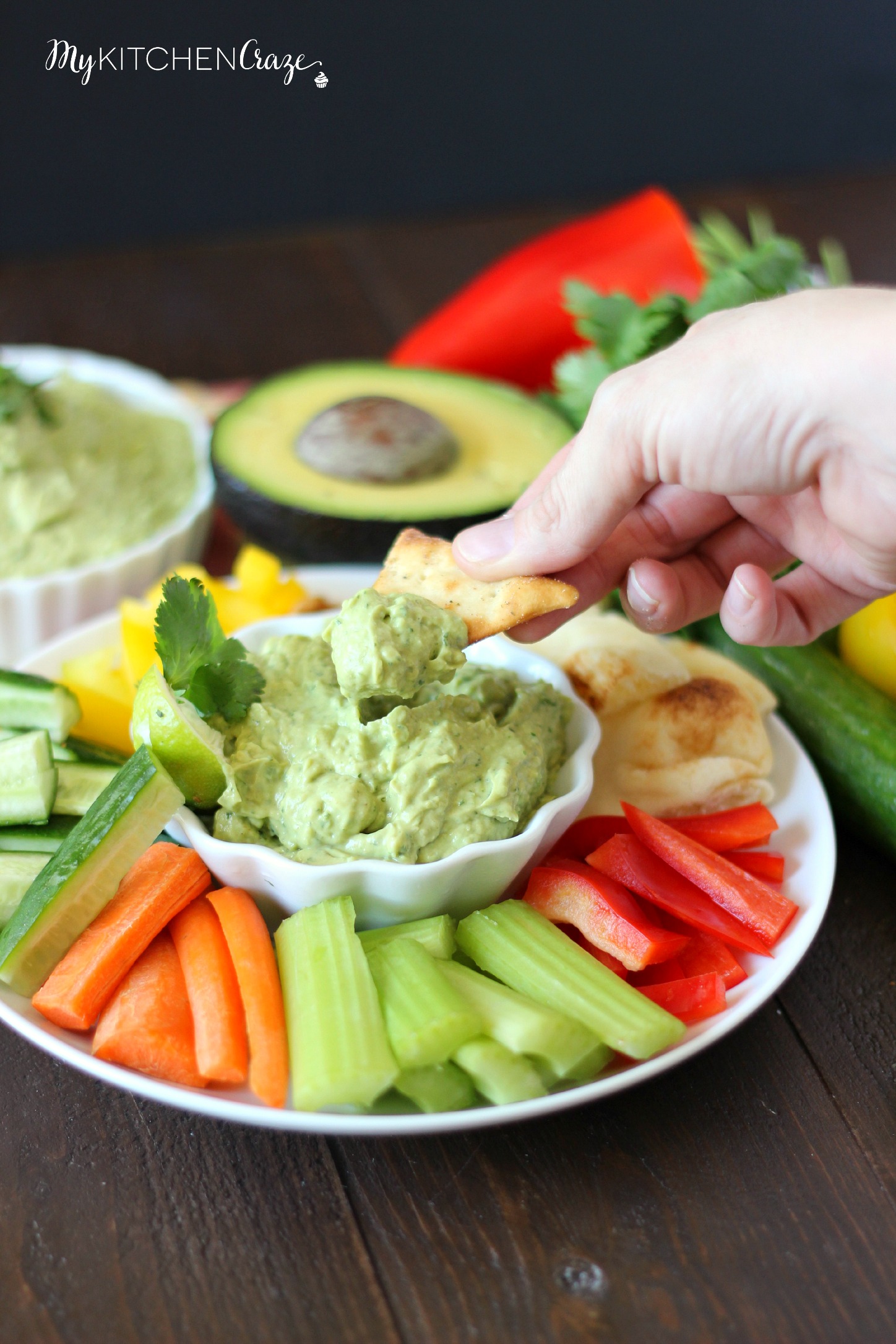 Avocado Yogurt Dip ~ mykitchencraze.com ~ Perfect for all sorts of vegetables and crackers. This dip needs to be at your next party!