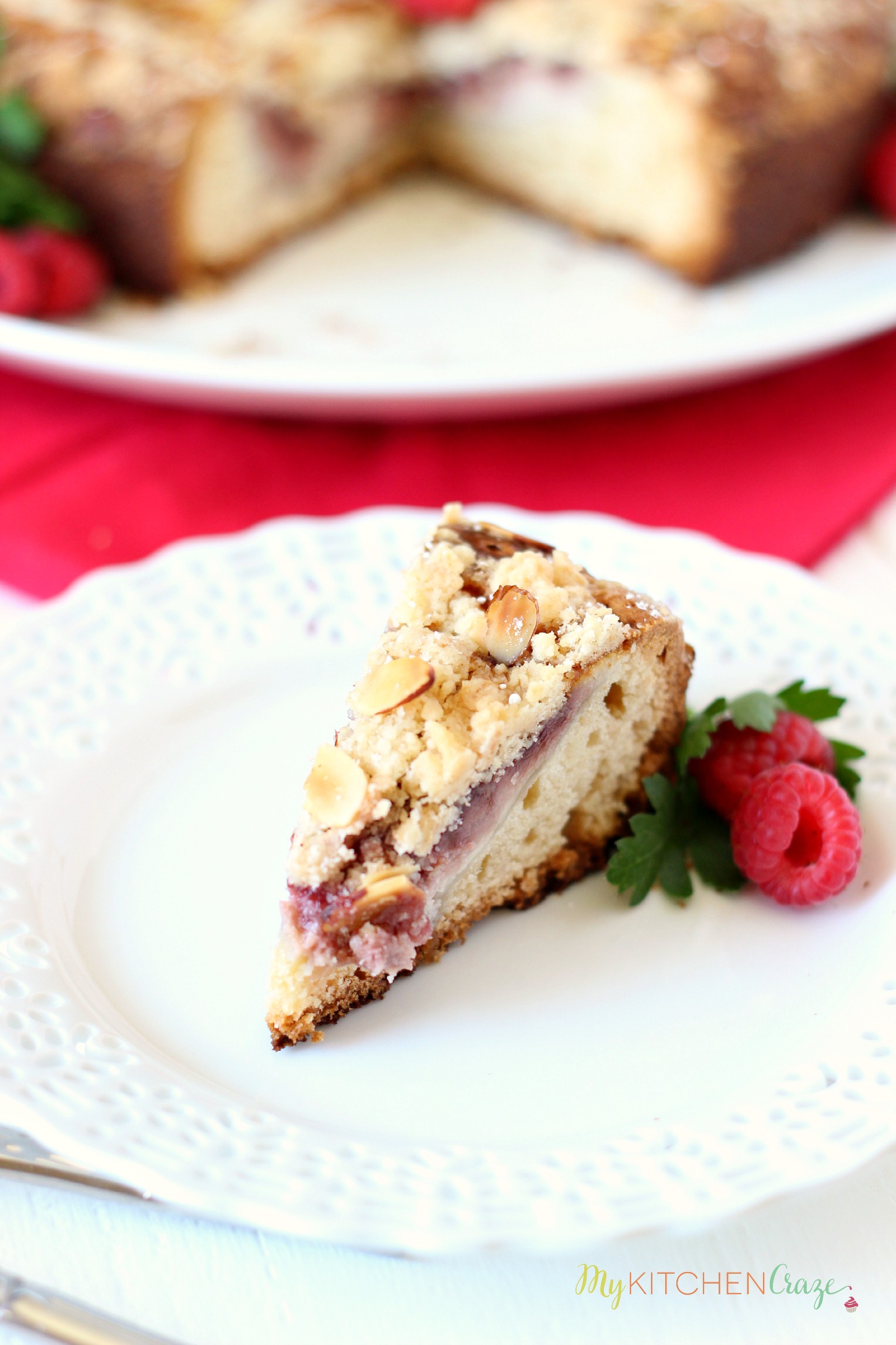 Raspberry Cream Cheese Coffee Cake ~ mykitchencraze.com