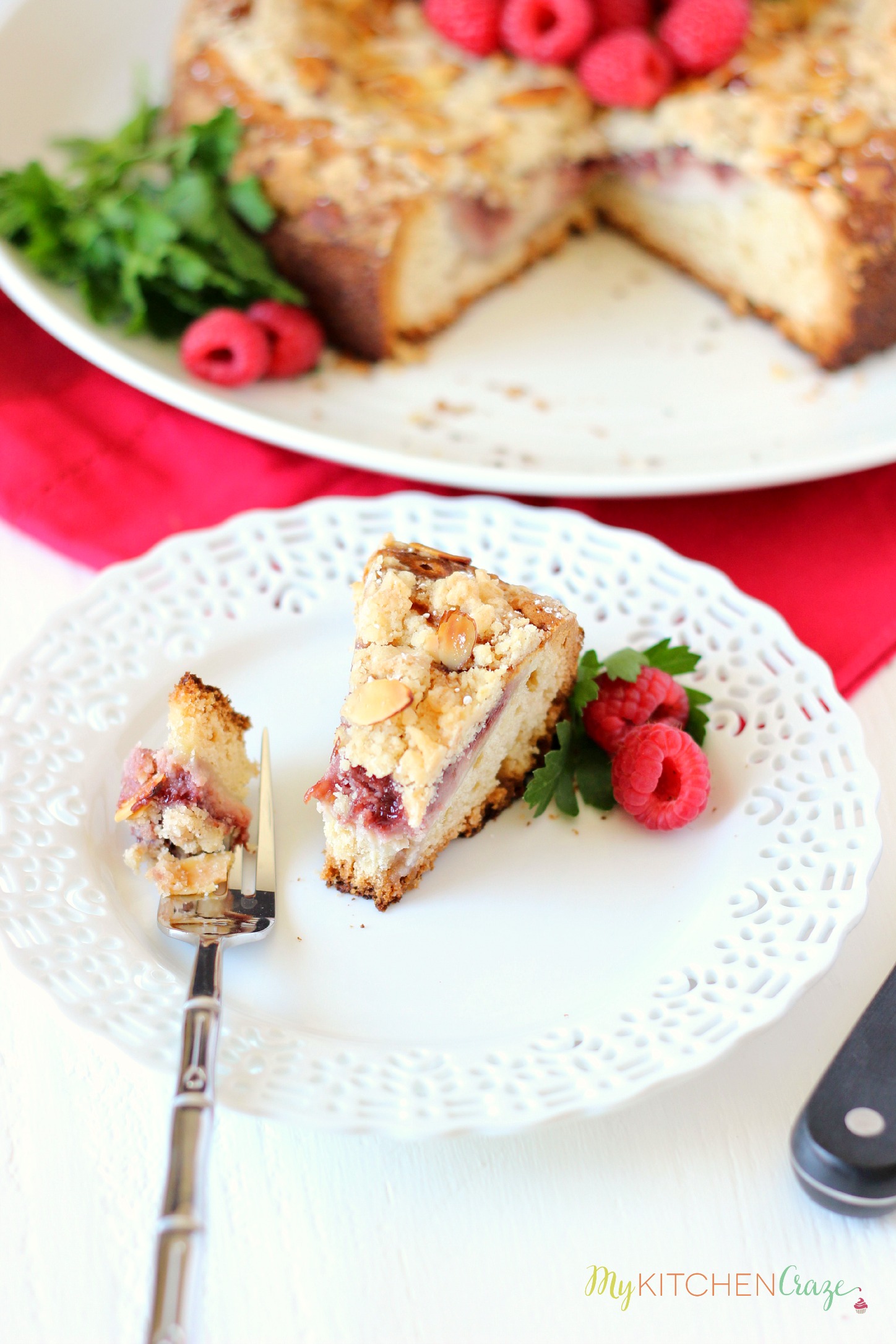 Raspberry Cream Cheese Coffee Cake ~ mykitchencraze.com