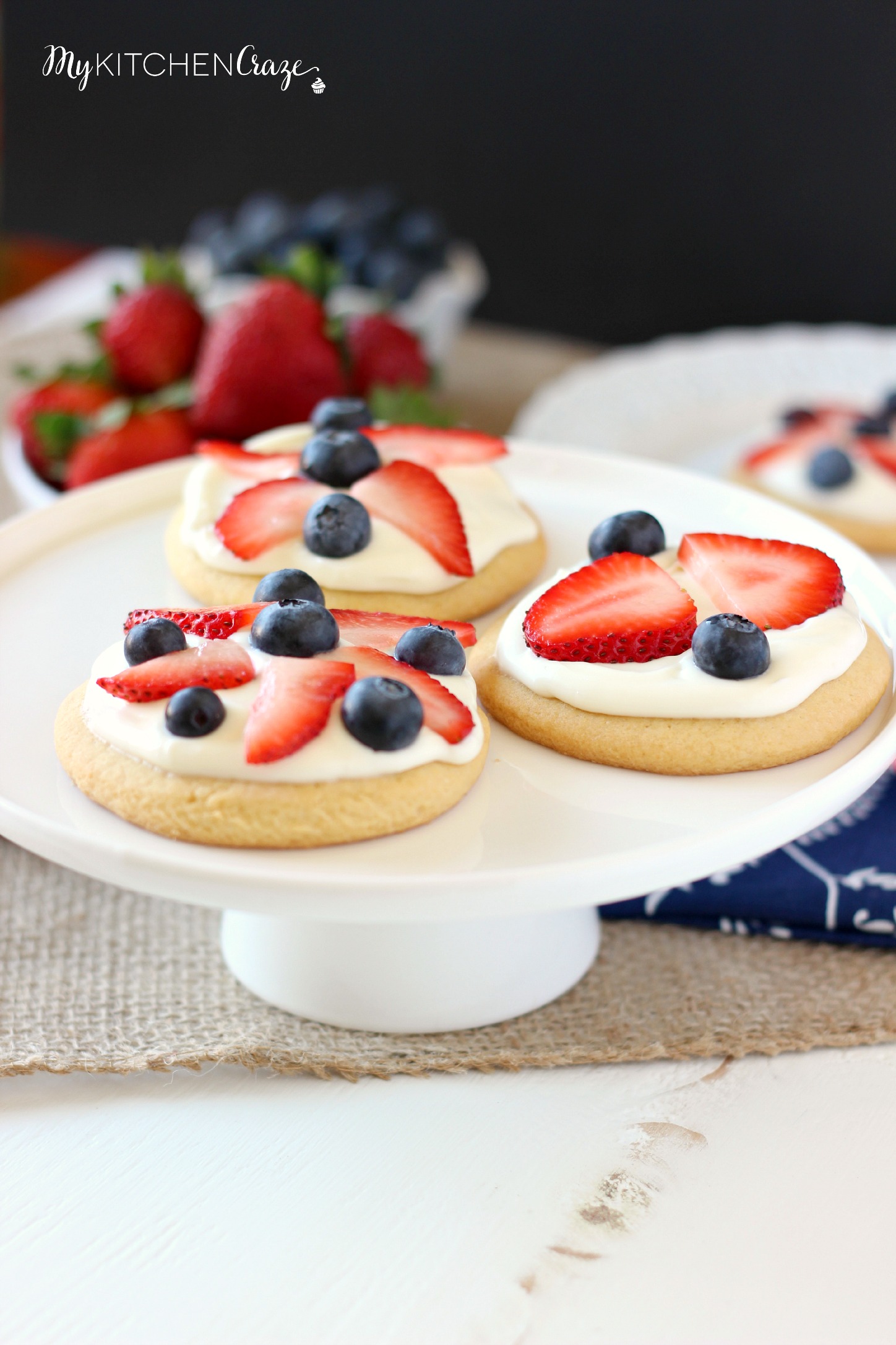 Mini Patriotic Fruit Pizzas ~ mykitchencraze.com ~ Perfect for the holidays or just because!