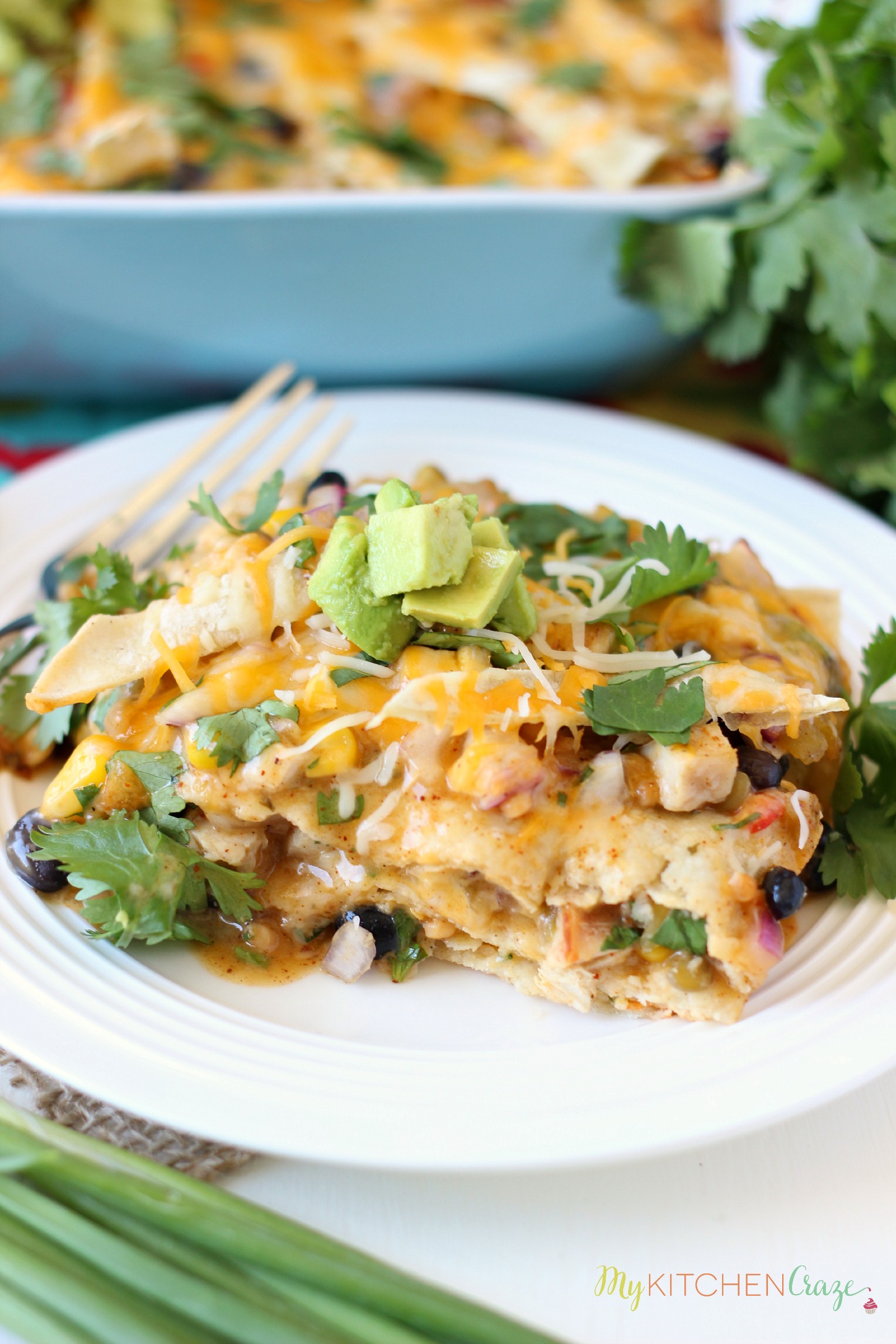 Southwest Chicken Tortilla Bake ~ mykitchencraze.com ~ Quick, easy & delicious. What more could you ask for dinner?