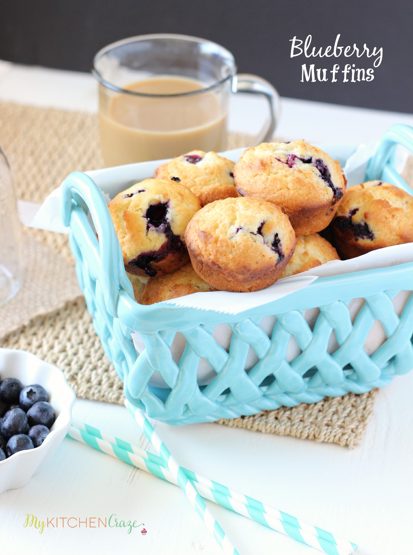 Blueberry Muffins ~ mykitchencraze.com ~ Moist and delicious muffins are filled with juicy blueberries. These Blueberry Muffins are perfect for breakfast.