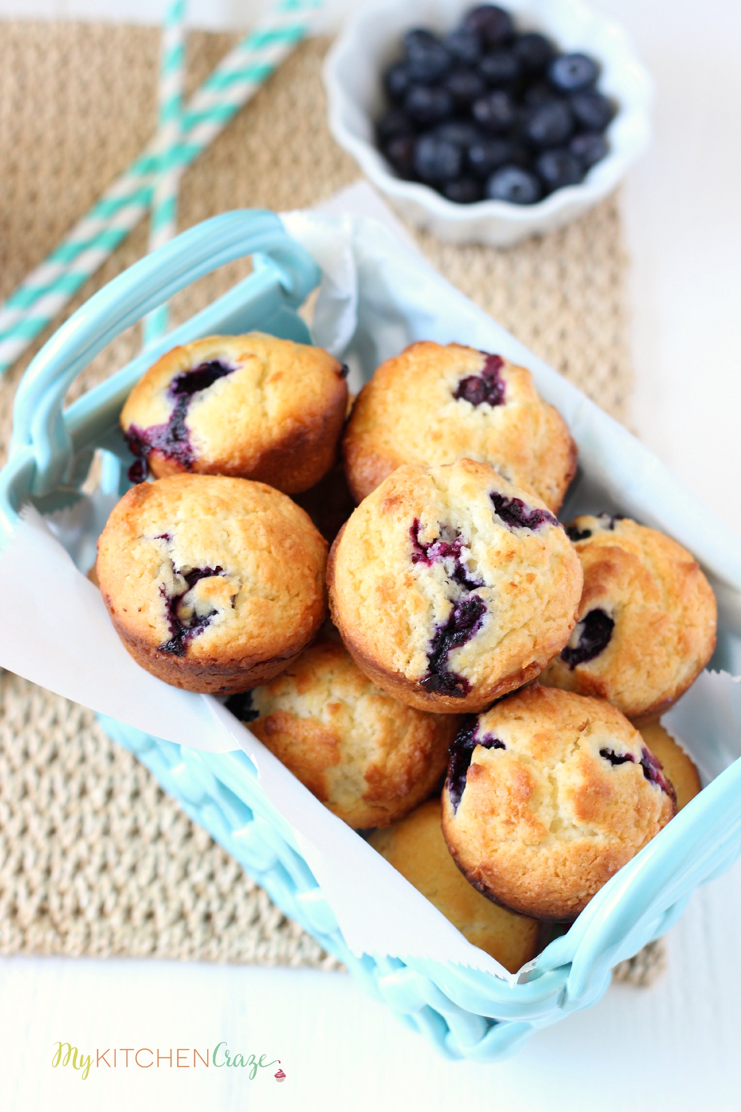 Blueberry Muffins ~ mykitchencraze.com ~ Moist and delicious muffins are filled with juicy blueberries. These Blueberry Muffins are perfect for breakfast.