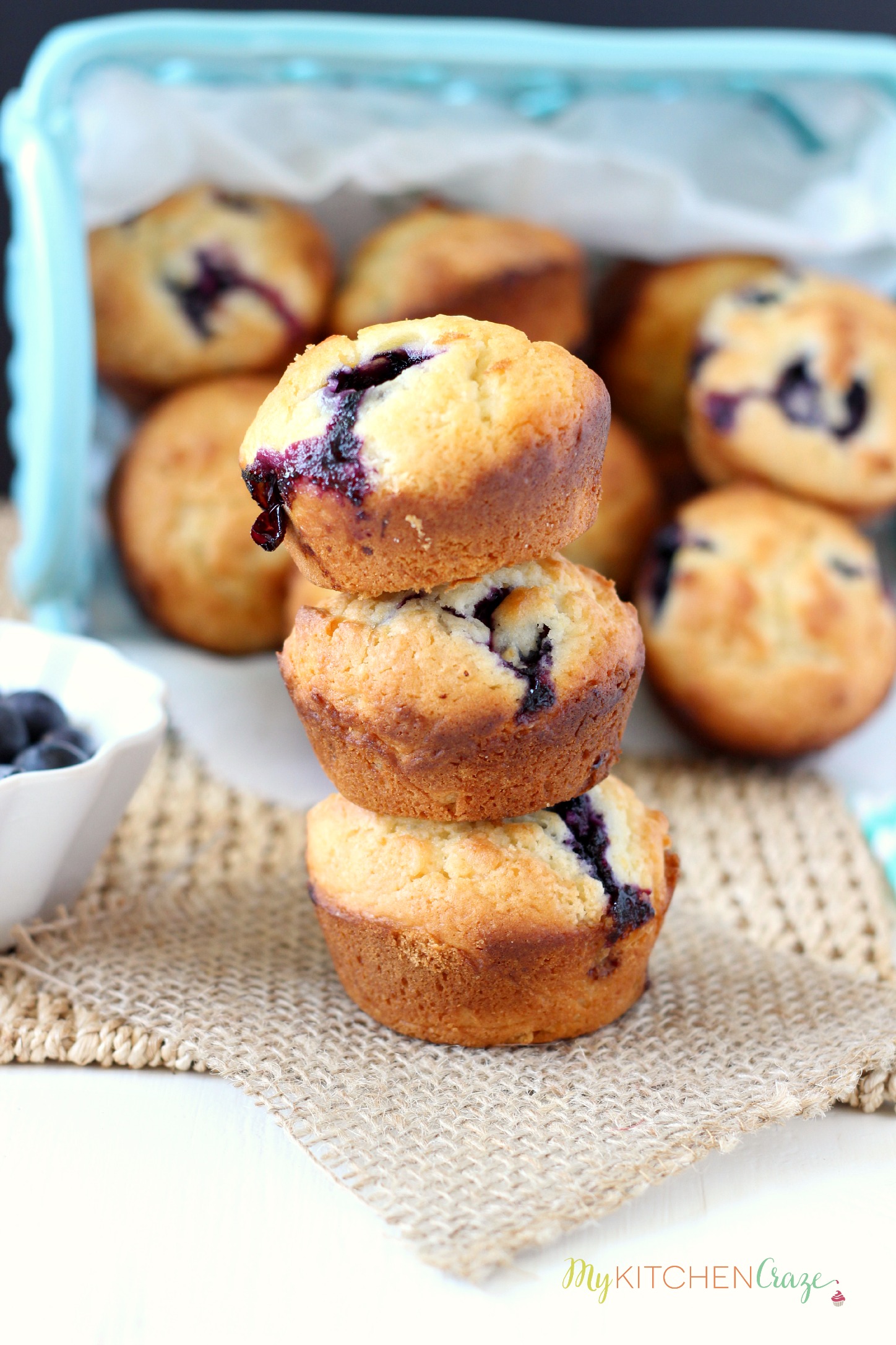 Blueberry Muffins ~ mykitchencraze.com ~ Moist and delicious muffins are filled with juicy blueberries. These Blueberry Muffins are perfect for breakfast.