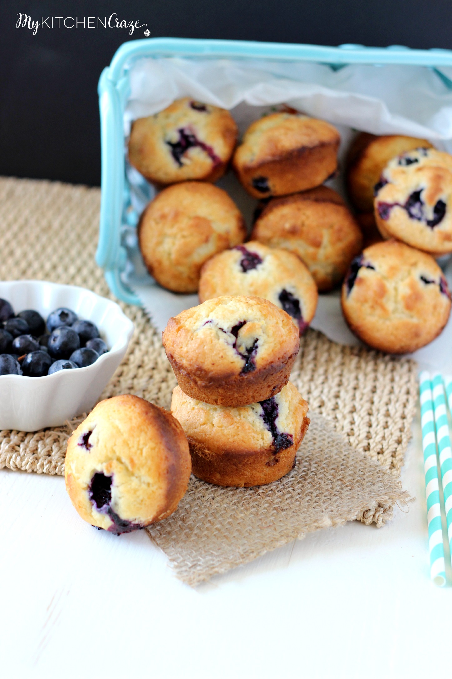Blueberry Muffins ~ mykitchencraze.com ~ Moist and delicious muffins are filled with juicy blueberries. These Blueberry Muffins are perfect for breakfast.