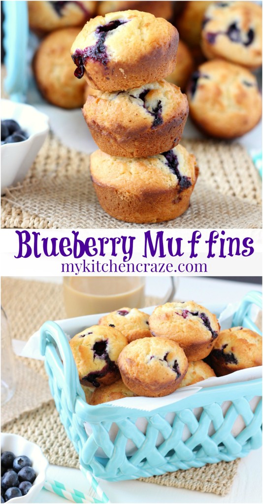 Blueberry Muffins ~ mykitchencraze.com ~ Moist and delicious muffins are filled with juicy blueberries. These Blueberry Muffins are perfect for breakfast.