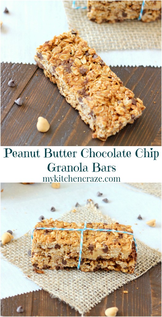 Peanut Butter Chocolate Chip Granola Bars ~ www.mykitchencraze.com