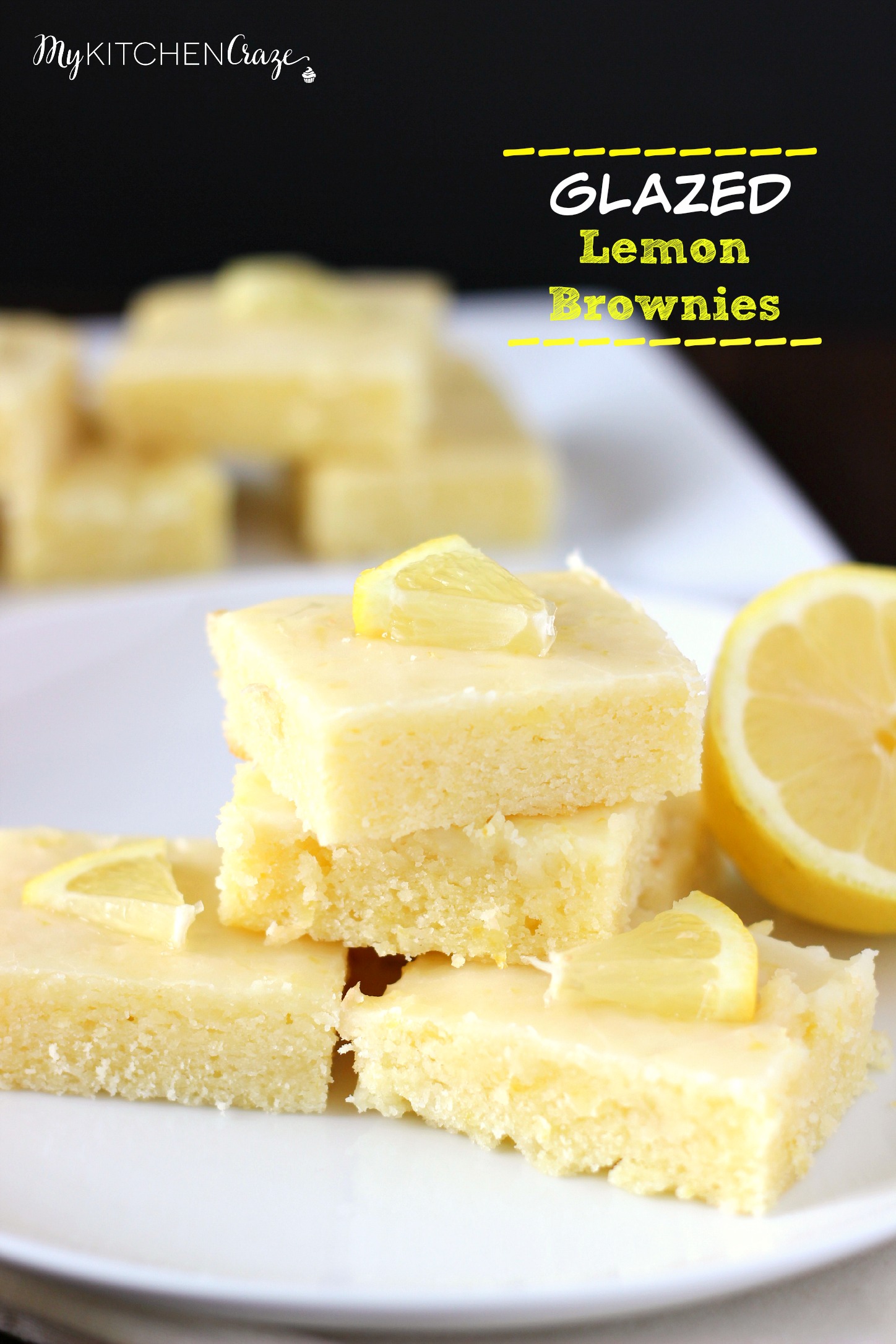 Glazed Lemon Brownies ~ mykitchencraze ~ Brownies that are quick and easy to make, plus they are a lemon lovers dream come true!