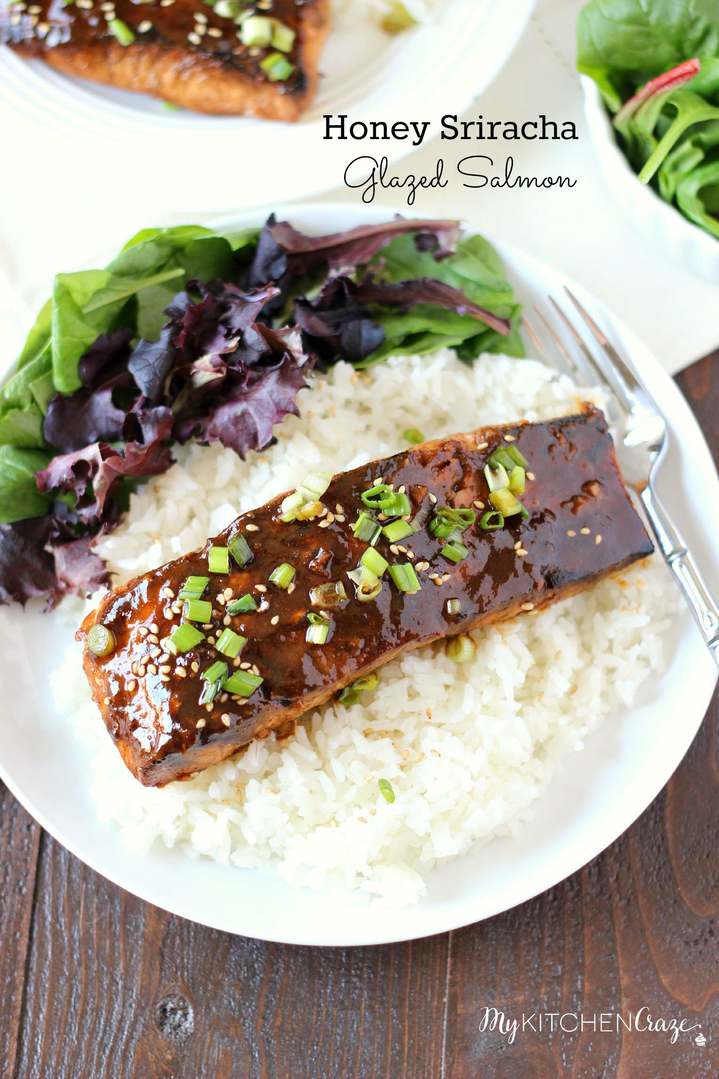 Honey Sriracha Glazed Salmon ~ mykitchencraze.com