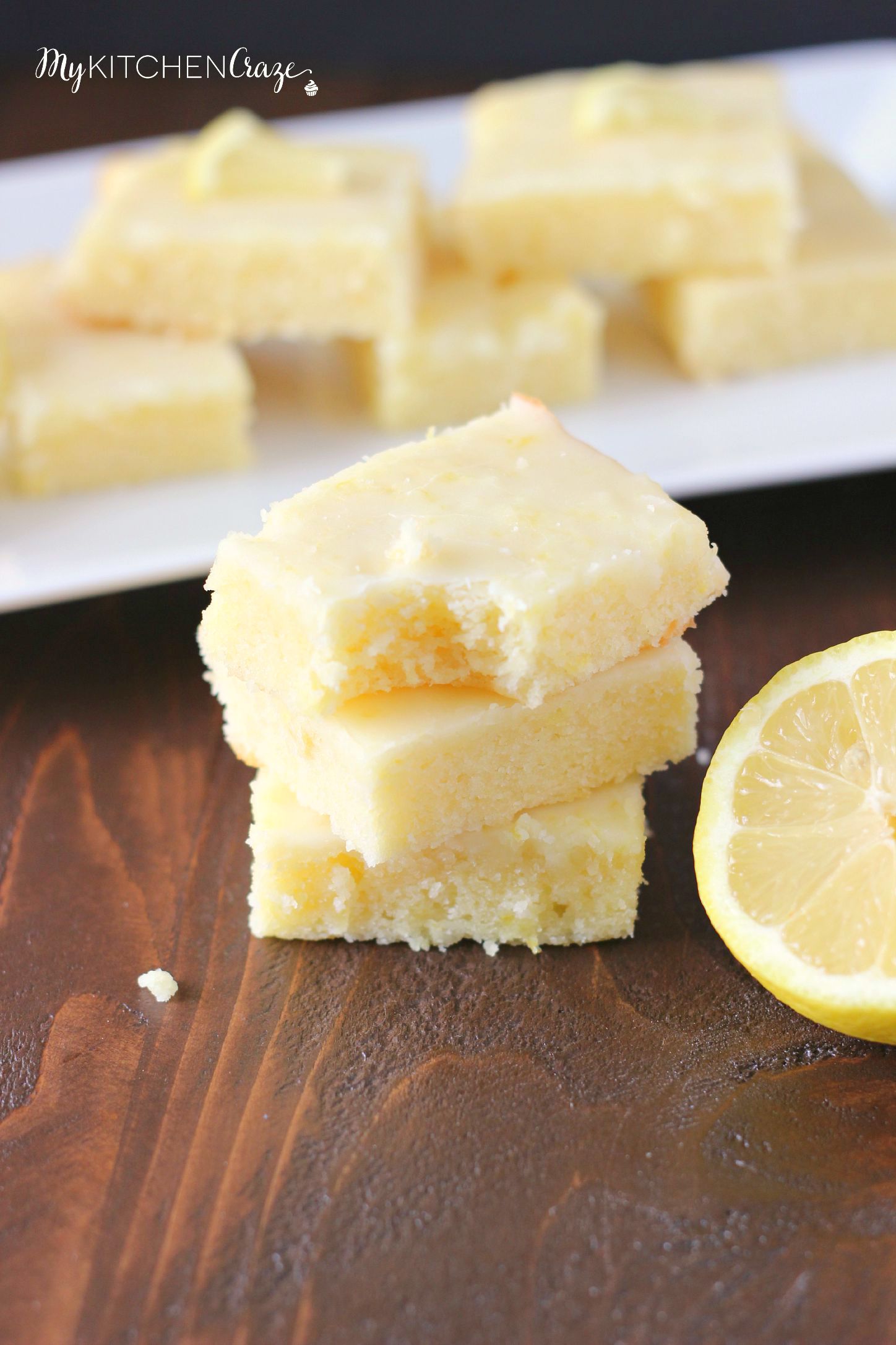 Glazed Lemon Brownies ~ mykitchencraze ~ Brownies that are quick and easy to make, plus they are a lemon lovers dream come true!