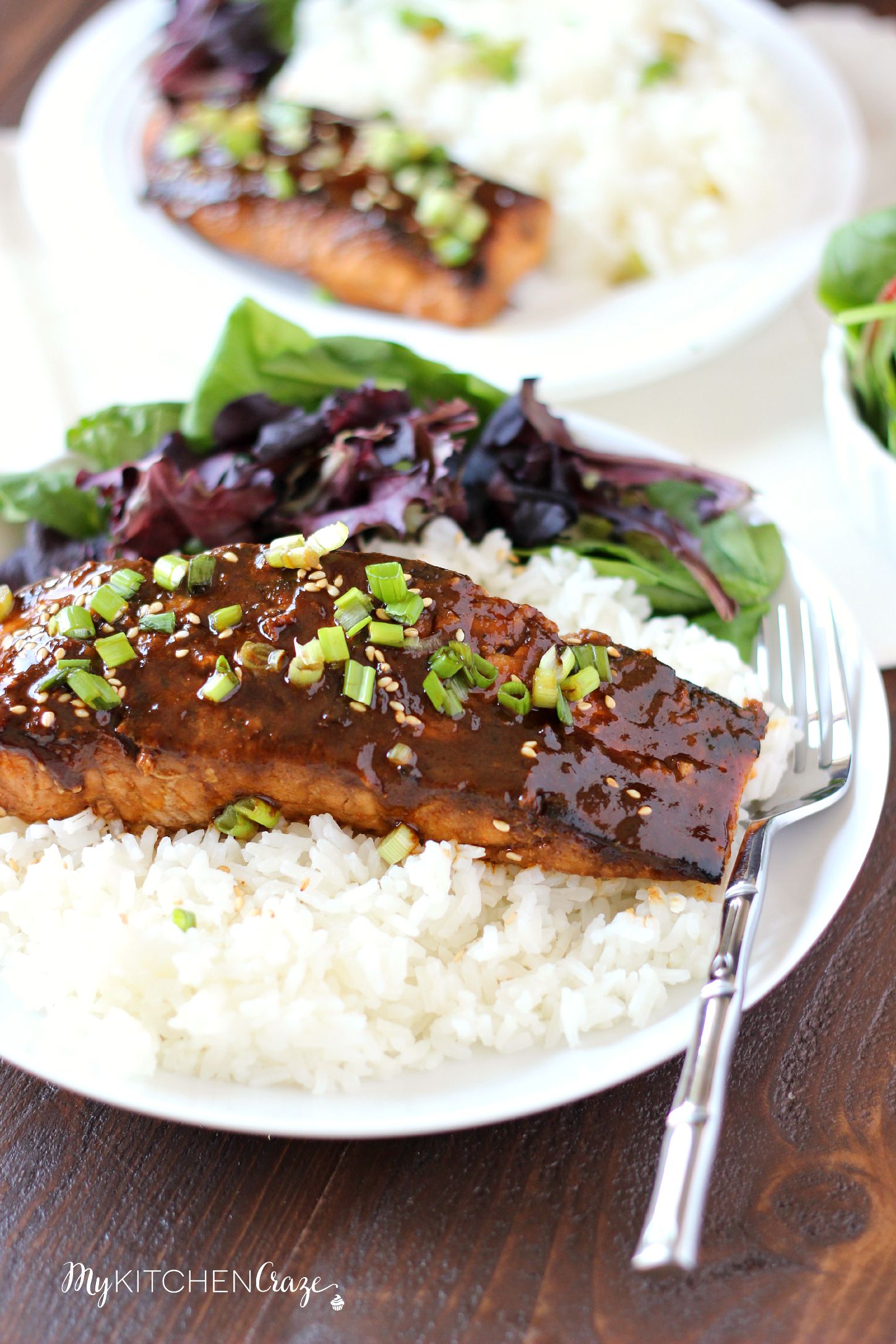 Honey Sriracha Glazed Salmon ~ mykitchencraze.com