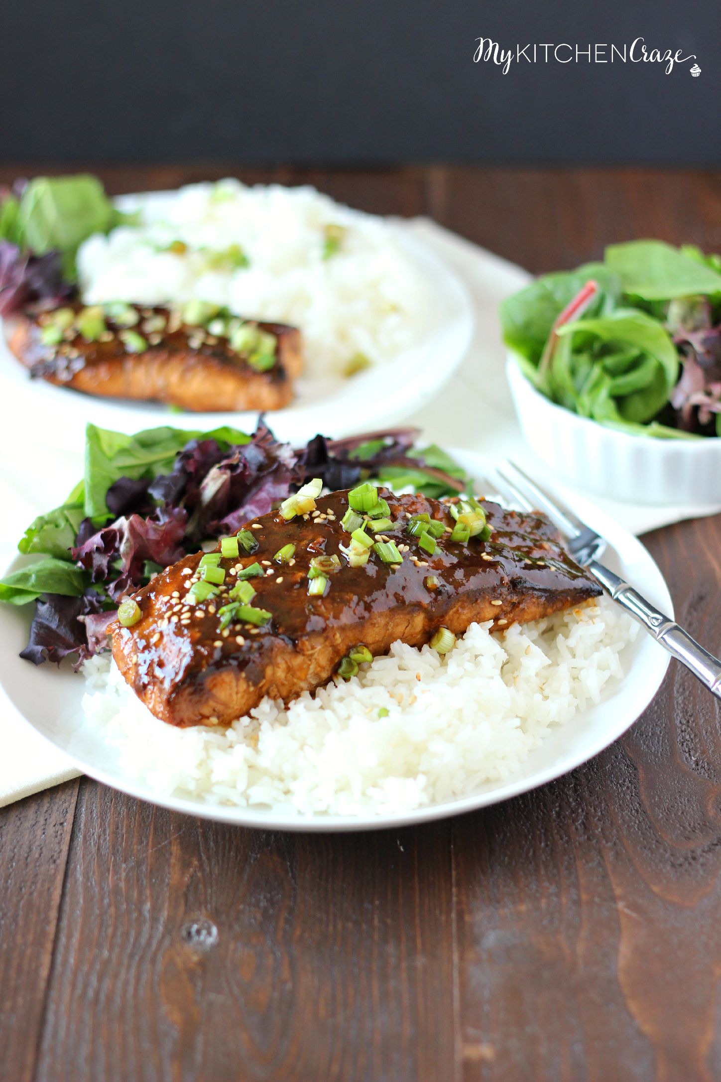 Honey Sriracha Glazed Salmon ~ mykitchencraze.com