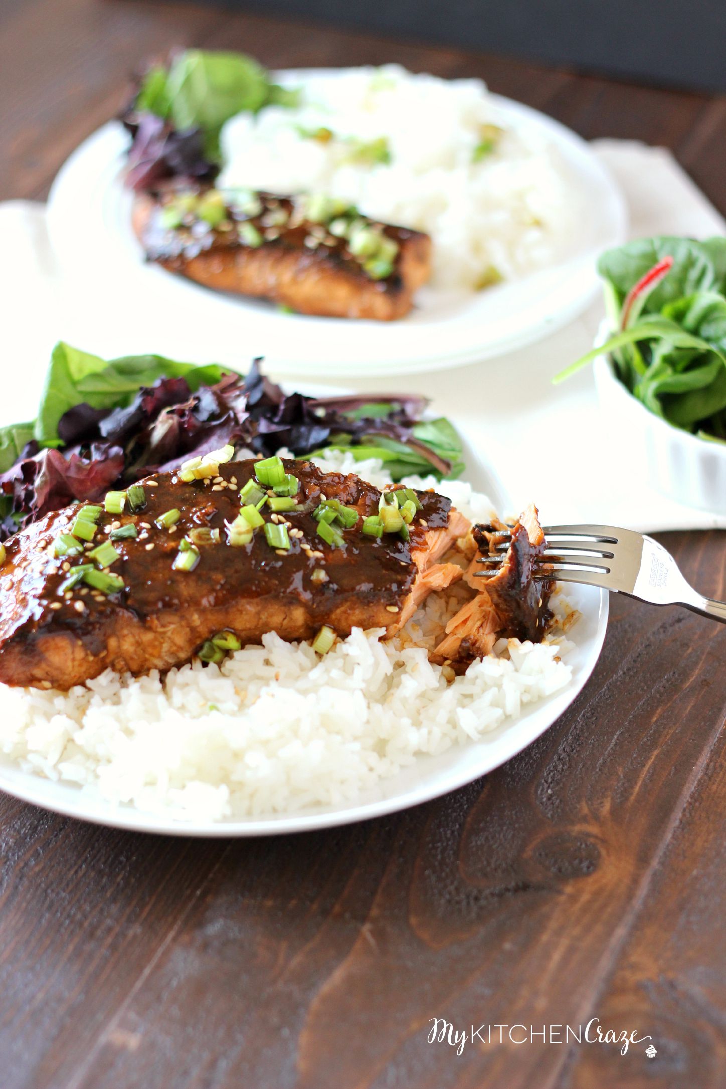 Honey Sriracha Glazed Salmon ~ mykitchencraze.com