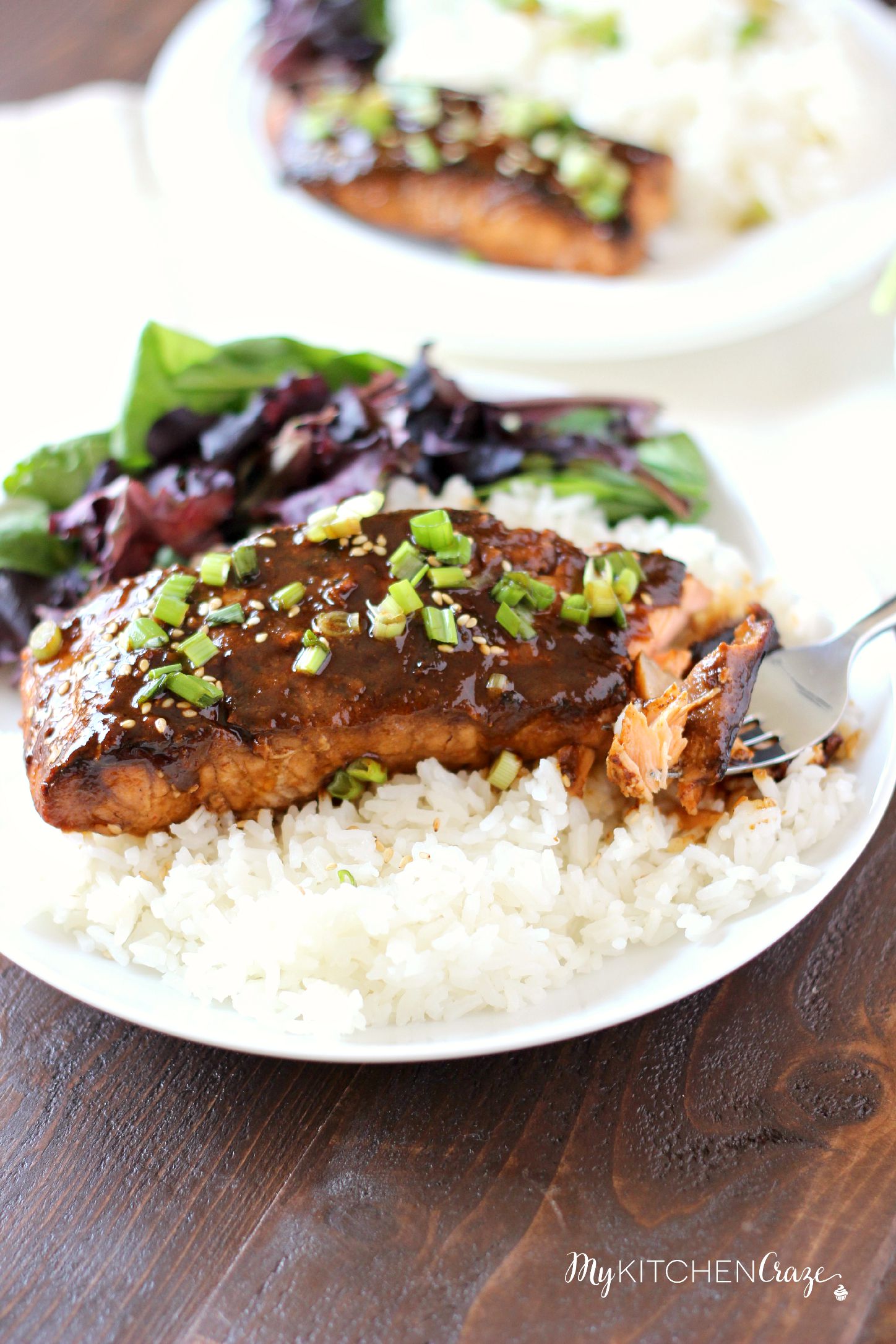 Honey Sriracha Glazed Salmon ~ mykitchencraze.com