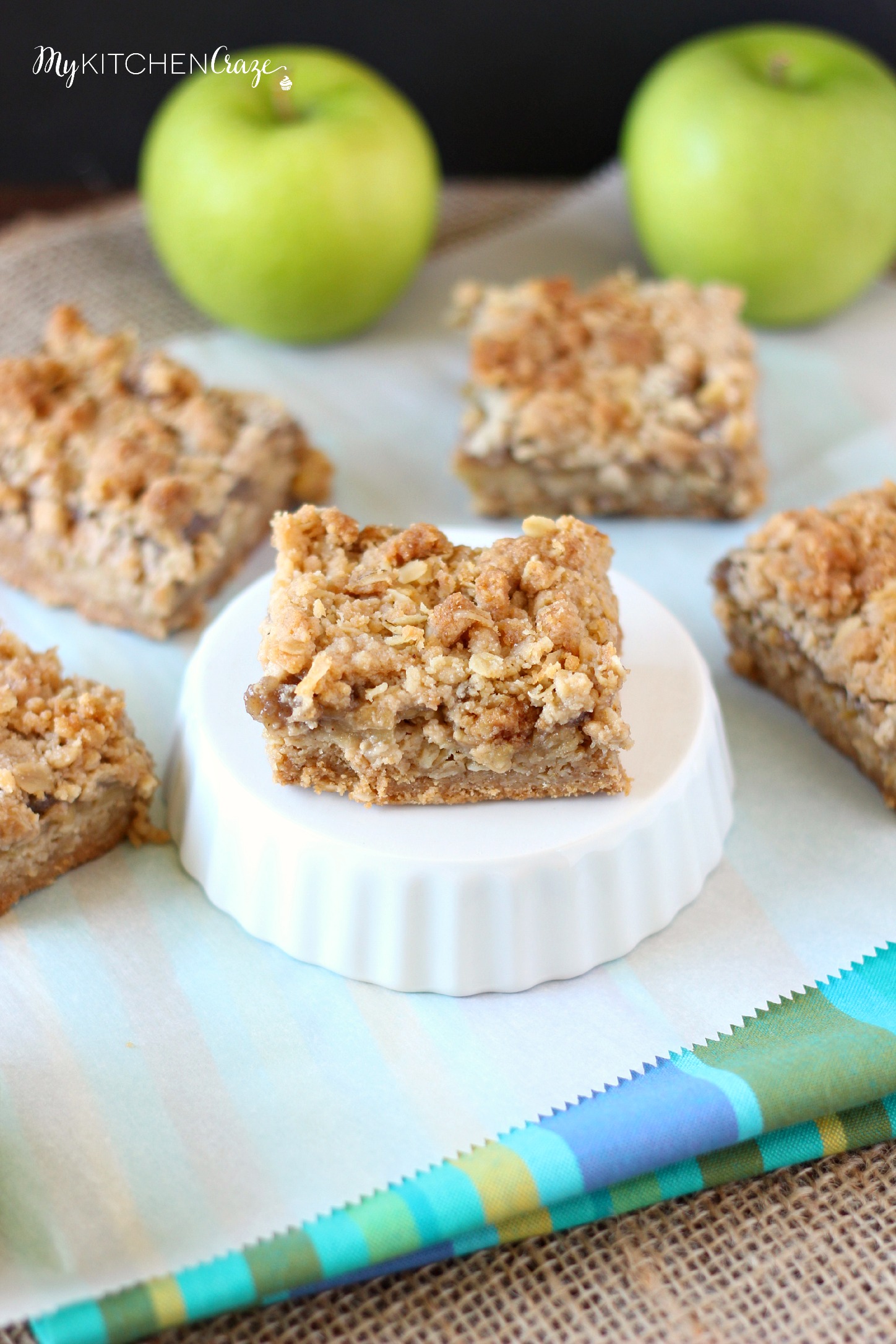 Caramel Apple Crumb Bars ~ mykitchencraze.com ~ These bars a easy to throw together and taste delicious!