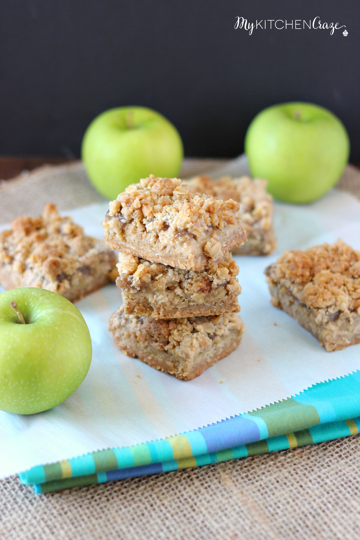 Caramel Apple Crumb Bars ~ mykitchencraze.com ~ These bars a easy to throw together and taste delicious!