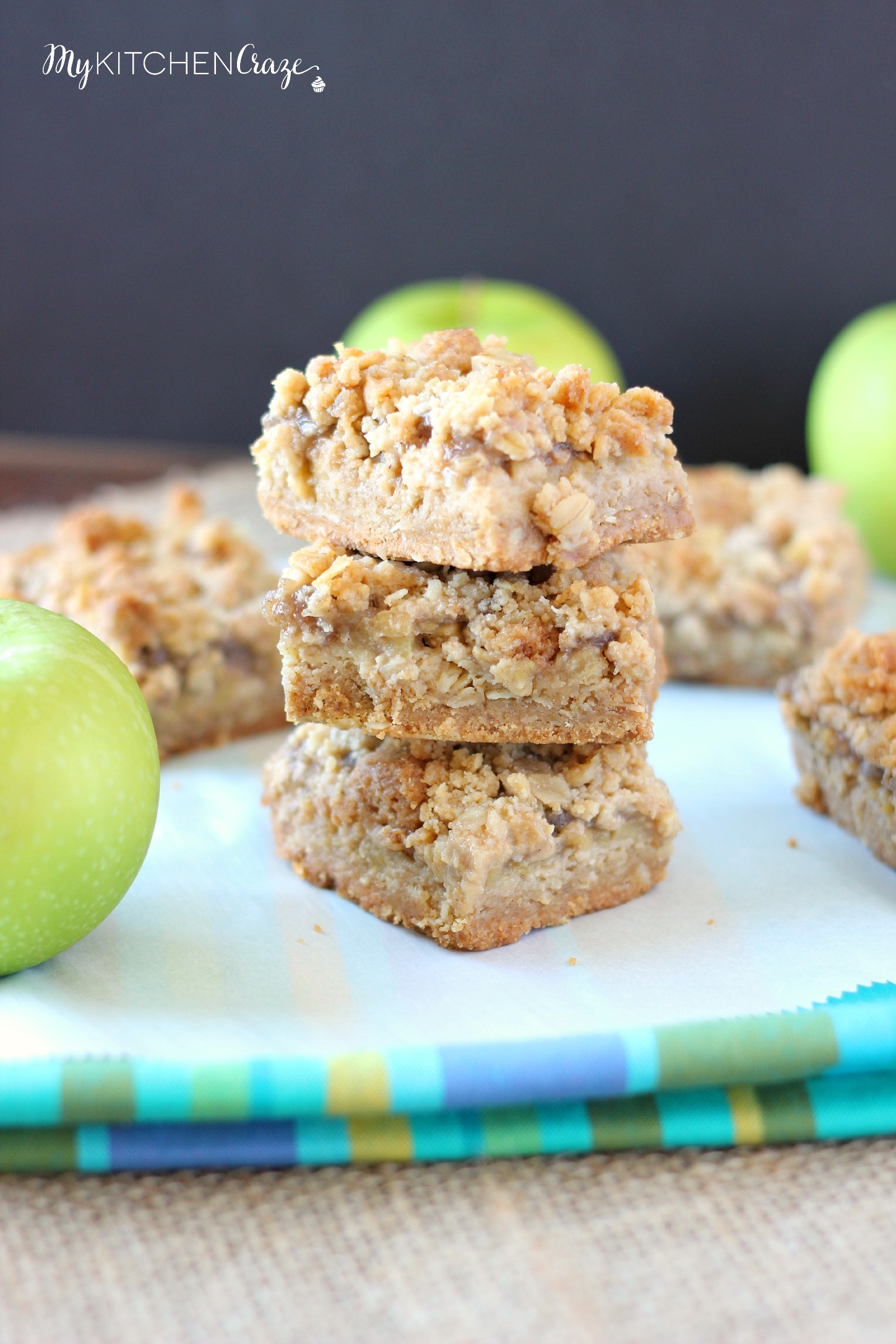 Caramel Apple Crumb Bars ~ mykitchencraze.com ~ These bars a easy to throw together and taste delicious!