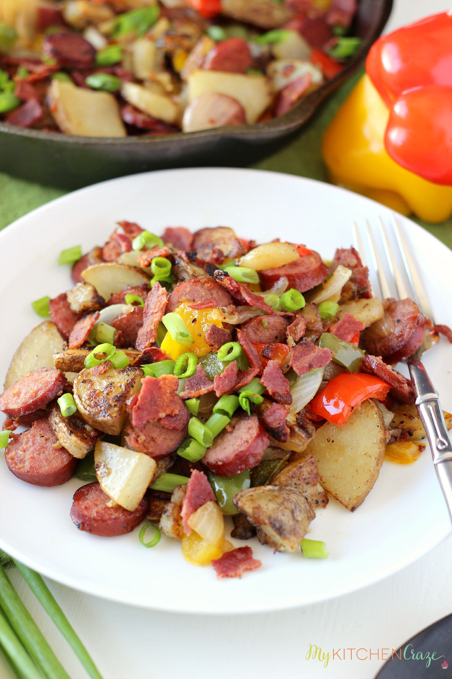 Beef Kielbasa & Potato Skillet ~ mykitchencraze.com ~ Beef Kielbasa and Potato Skillet is a hearty delicious meal. On your table within 30 minutes and only uses one skillet, this dish makes cooking and cleaning a breeze.