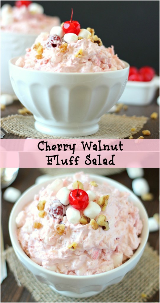 Cherry Walnut Fluff Salad ~ mykitchencraze.com ~ Easy and quick cherry fruit salad. Perfect for all occasions.