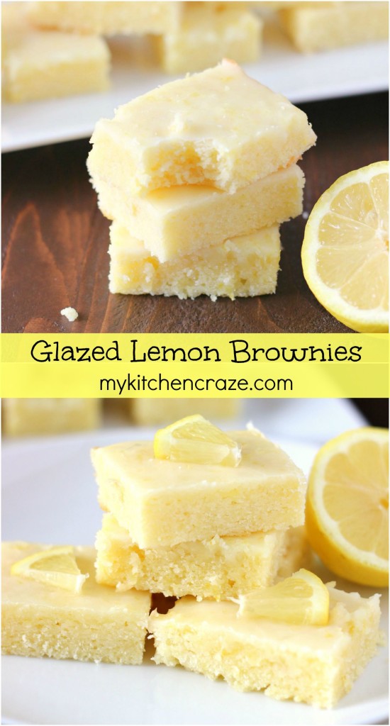 Glazed Lemon Brownies ~ mykitchencraze ~ Brownies that are quick and easy to make, plus they are a lemon lovers dream come true!