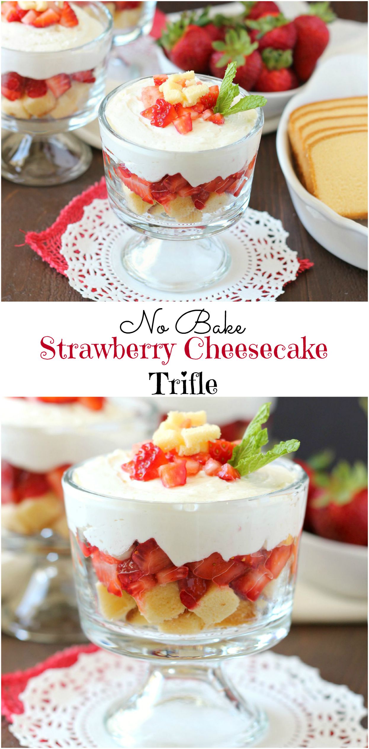 No Bake Strawberry Cheesecake Trifle ~ mykitchencraze.com
