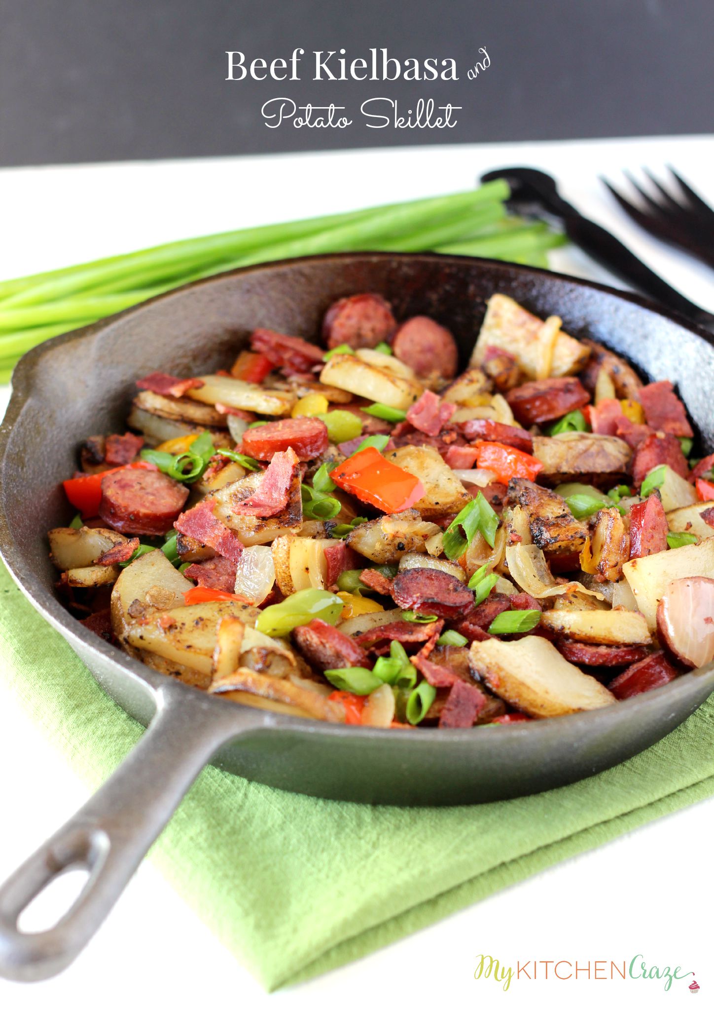 Beef Kielbasa & Potato Skillet ~ mykitchencraze.com ~ Beef Kielbasa and Potato Skillet is a hearty delicious meal. On your table within 30 minutes and only uses one skillet, this dish makes cooking and cleaning a breeze.