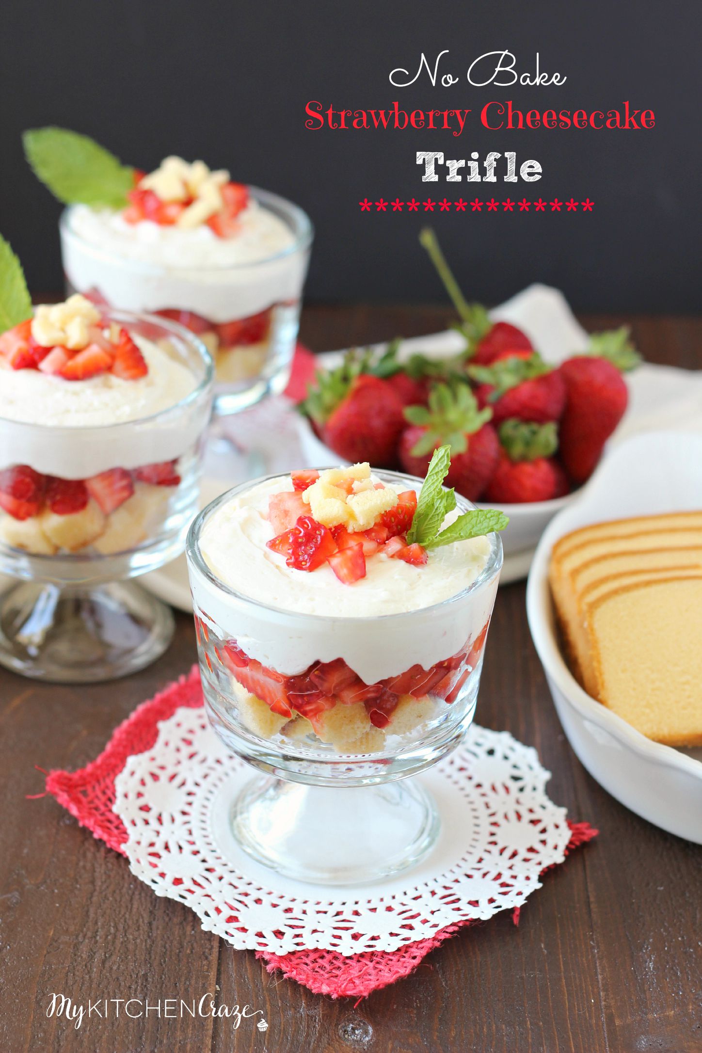 No Bake Strawberry Cheesecake Trifle ~ mykitchencraze.com