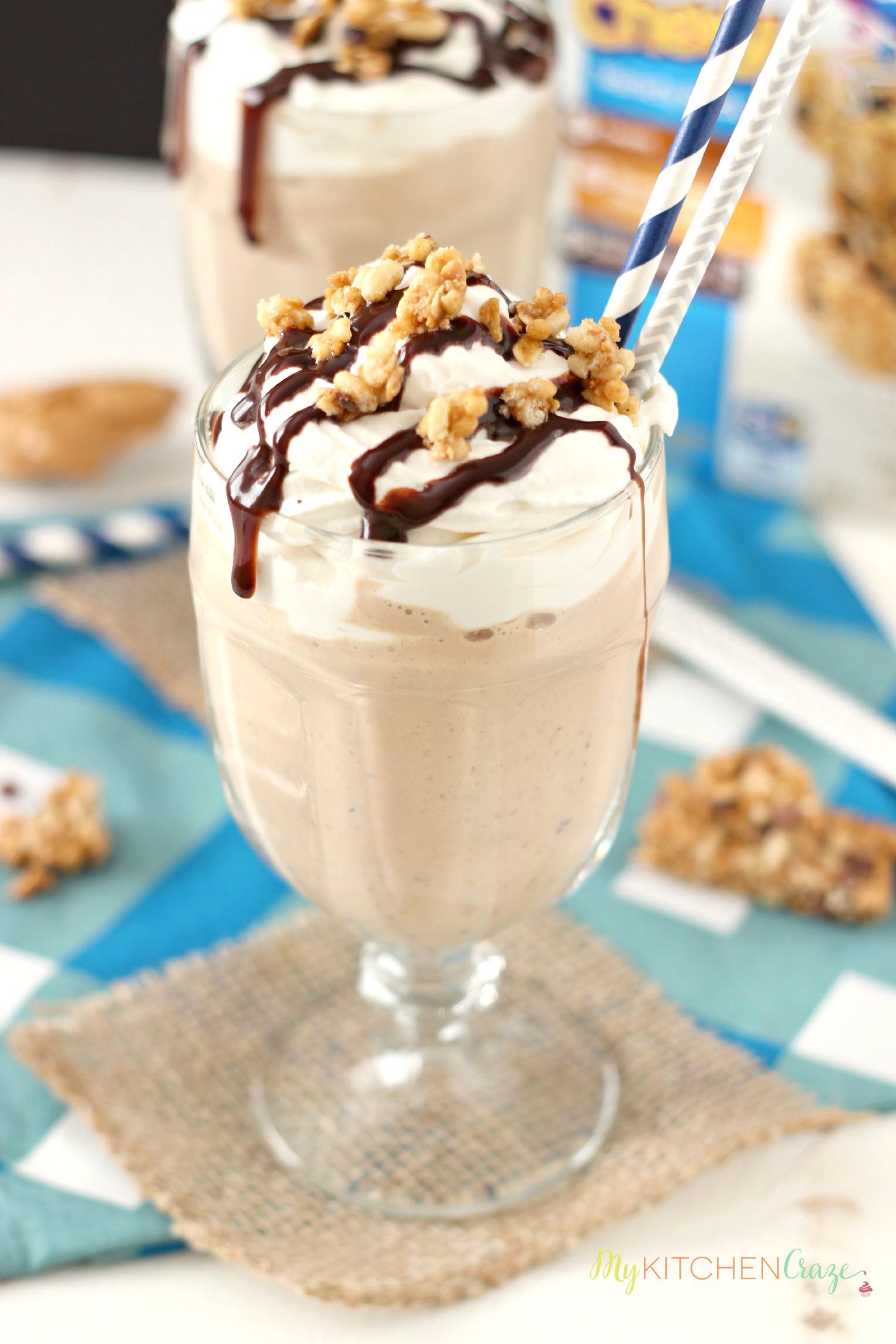 Chocolate Peanut Butter Granola Milkshake ~ mykitchencraze.com ~ #QuakerTime #ad